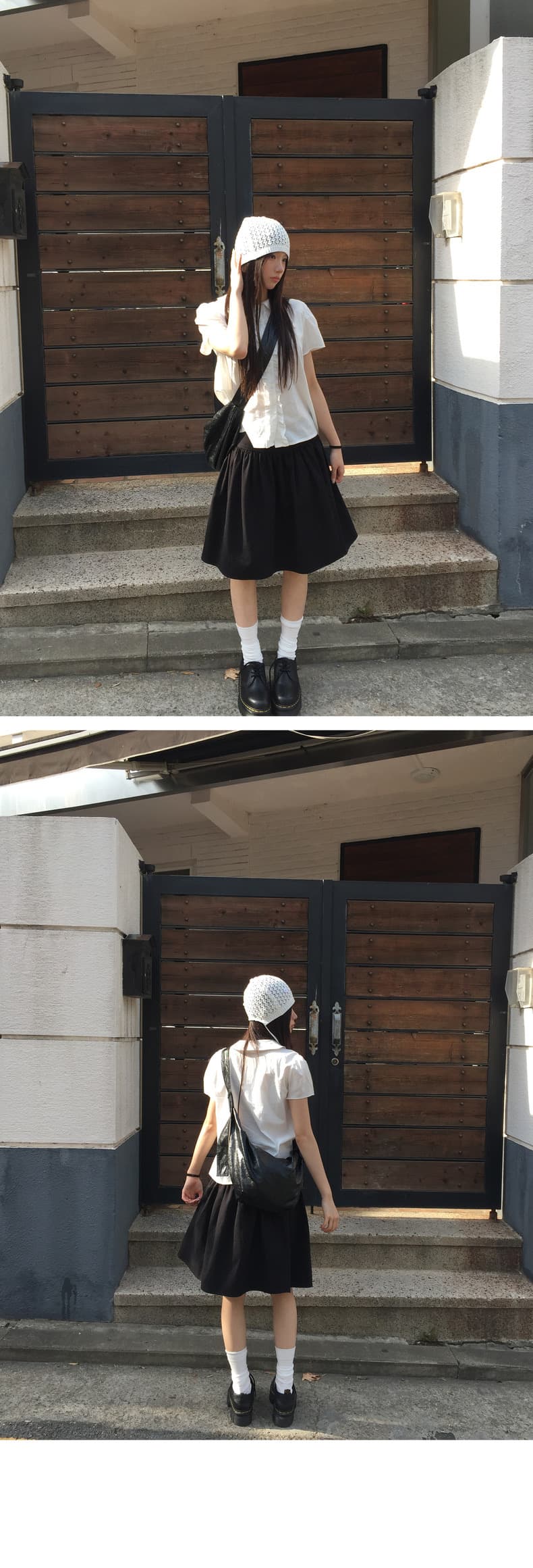 chic 여름 매춘부 인형 폴로 칼라 프릴 부서 버클 반팔 셔츠 상세 이미지 11