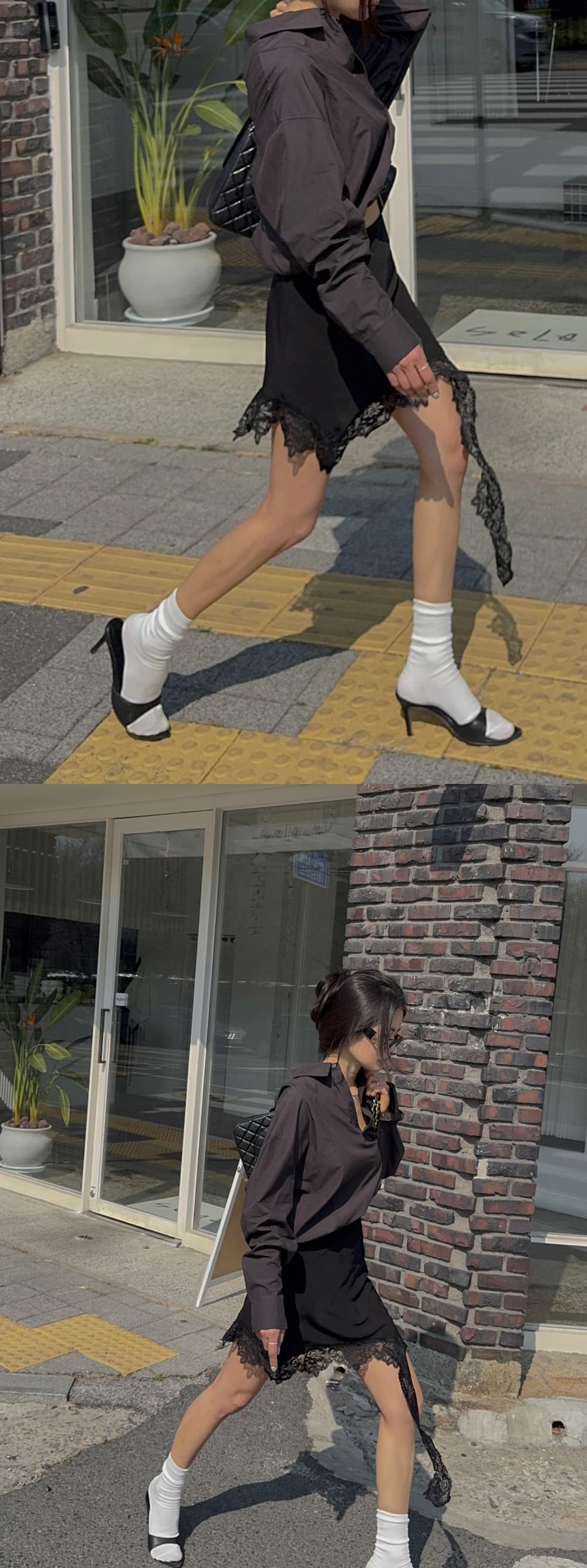있음 창고 낭만주의 숙녀 불규칙 레이스 레이스 미니 스커트 반신 스커트 상세 이미지 2