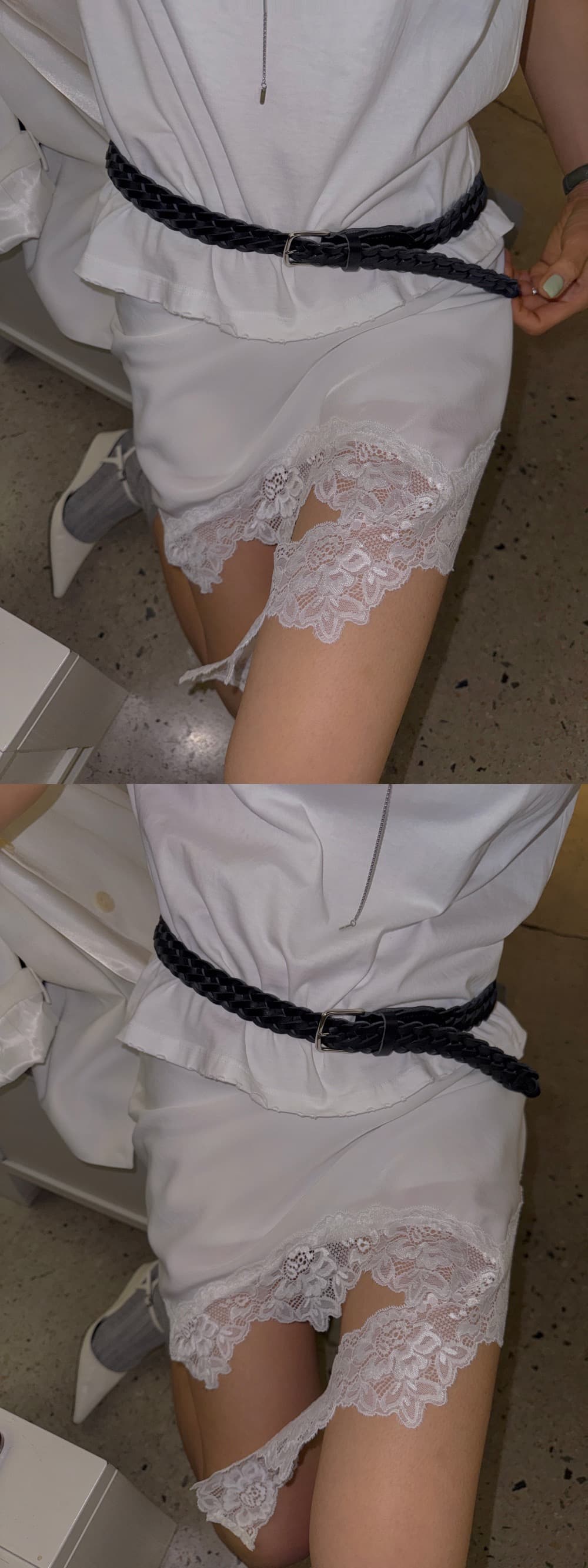 있음 창고 낭만주의 숙녀 불규칙 레이스 레이스 미니 스커트 반신 스커트 상세 이미지 5