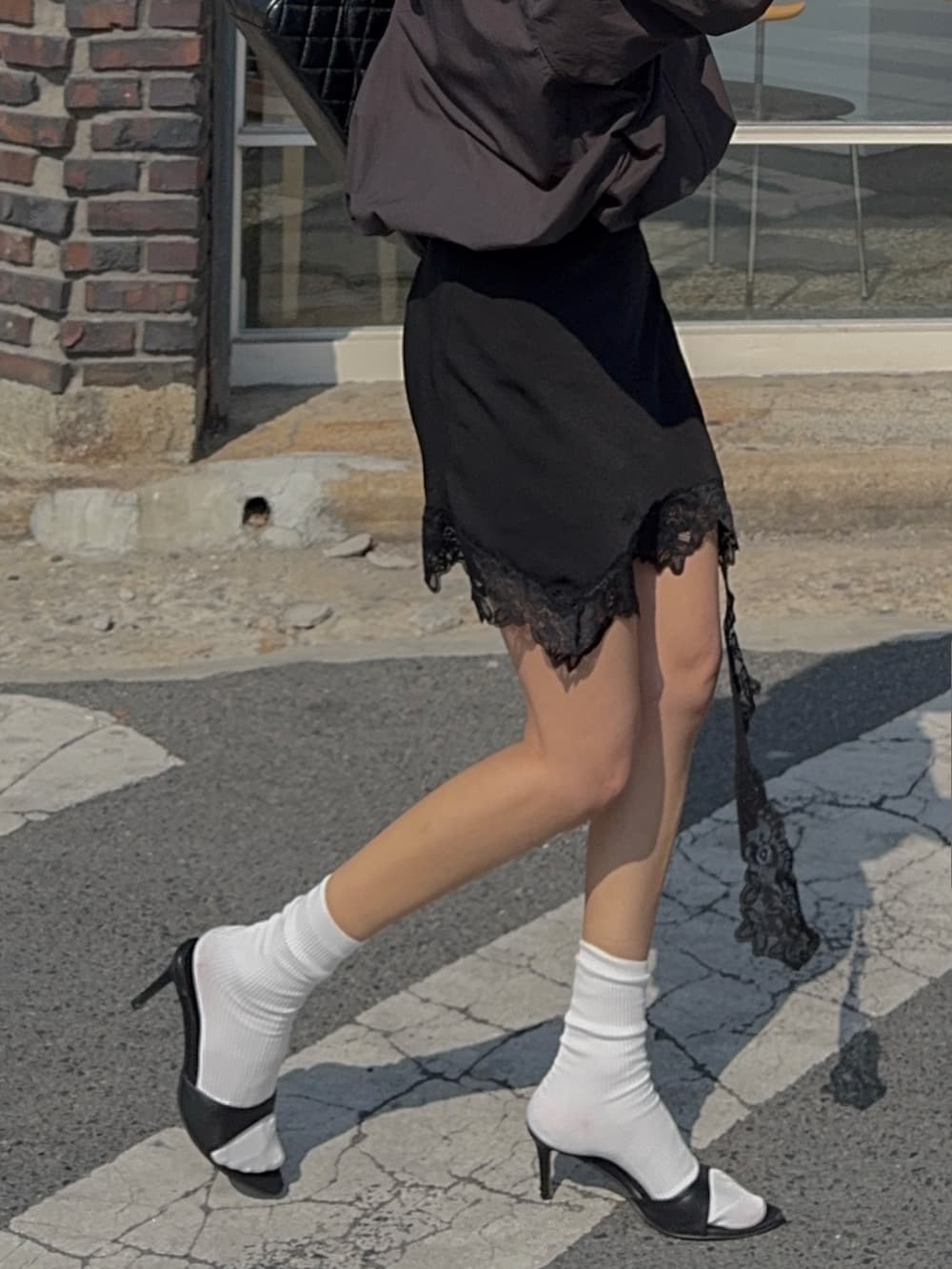 있음 창고 낭만주의 숙녀 불규칙 레이스 레이스 미니 스커트 반신 스커트 상세 이미지 19