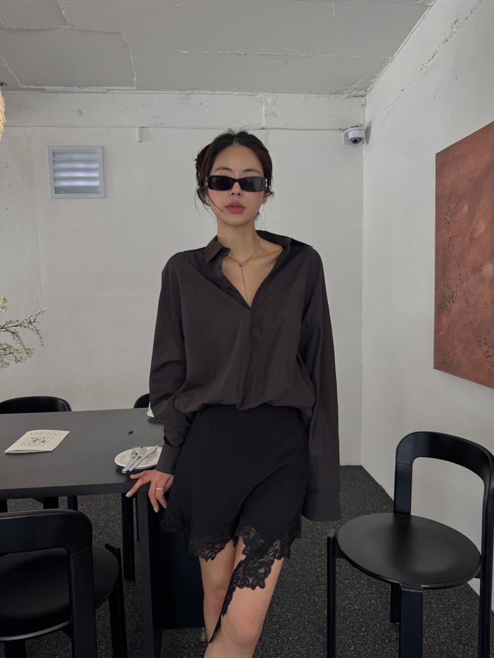 있음 창고 낭만주의 숙녀 불규칙 레이스 레이스 미니 스커트 반신 스커트 상세 이미지 21