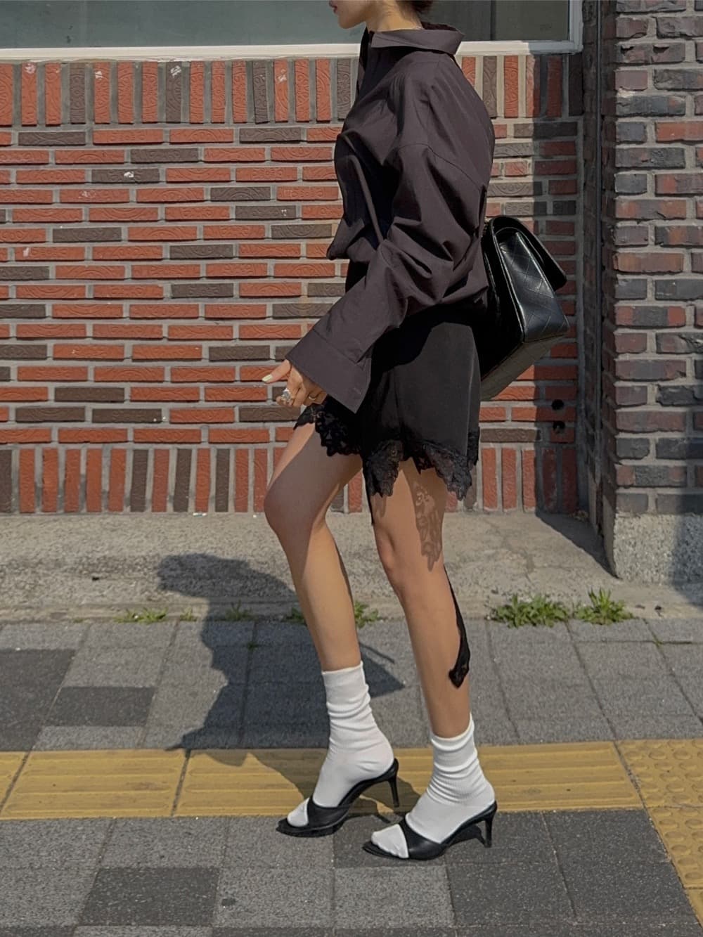 있음 창고 낭만주의 숙녀 불규칙 레이스 레이스 미니 스커트 반신 스커트 상세 이미지 27