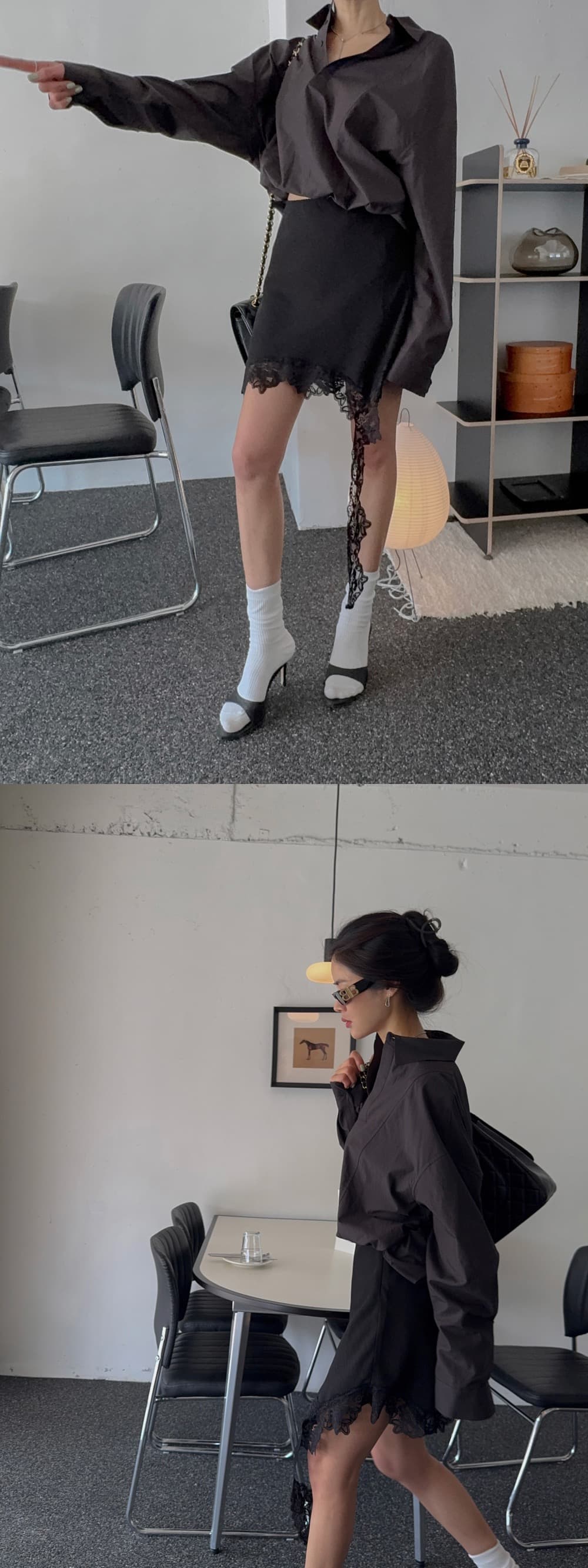 있음 창고 낭만주의 숙녀 불규칙 레이스 레이스 미니 스커트 반신 스커트 상세 이미지 31