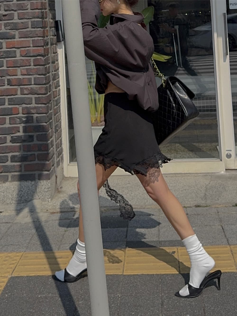 있음 창고 낭만주의 숙녀 불규칙 레이스 레이스 미니 스커트 반신 스커트 상세 이미지 33