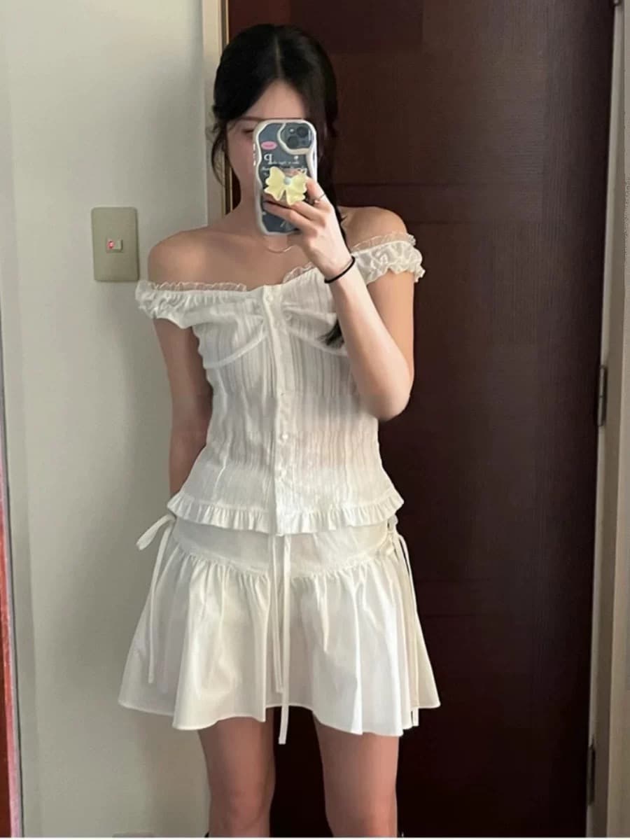 재고 있음 한국 스타일 여름 프랑스식 레이스 조각 세로 줄무늬 허리 수축 슬림해 보이는 민소매 조끼 맨위 이미지 4