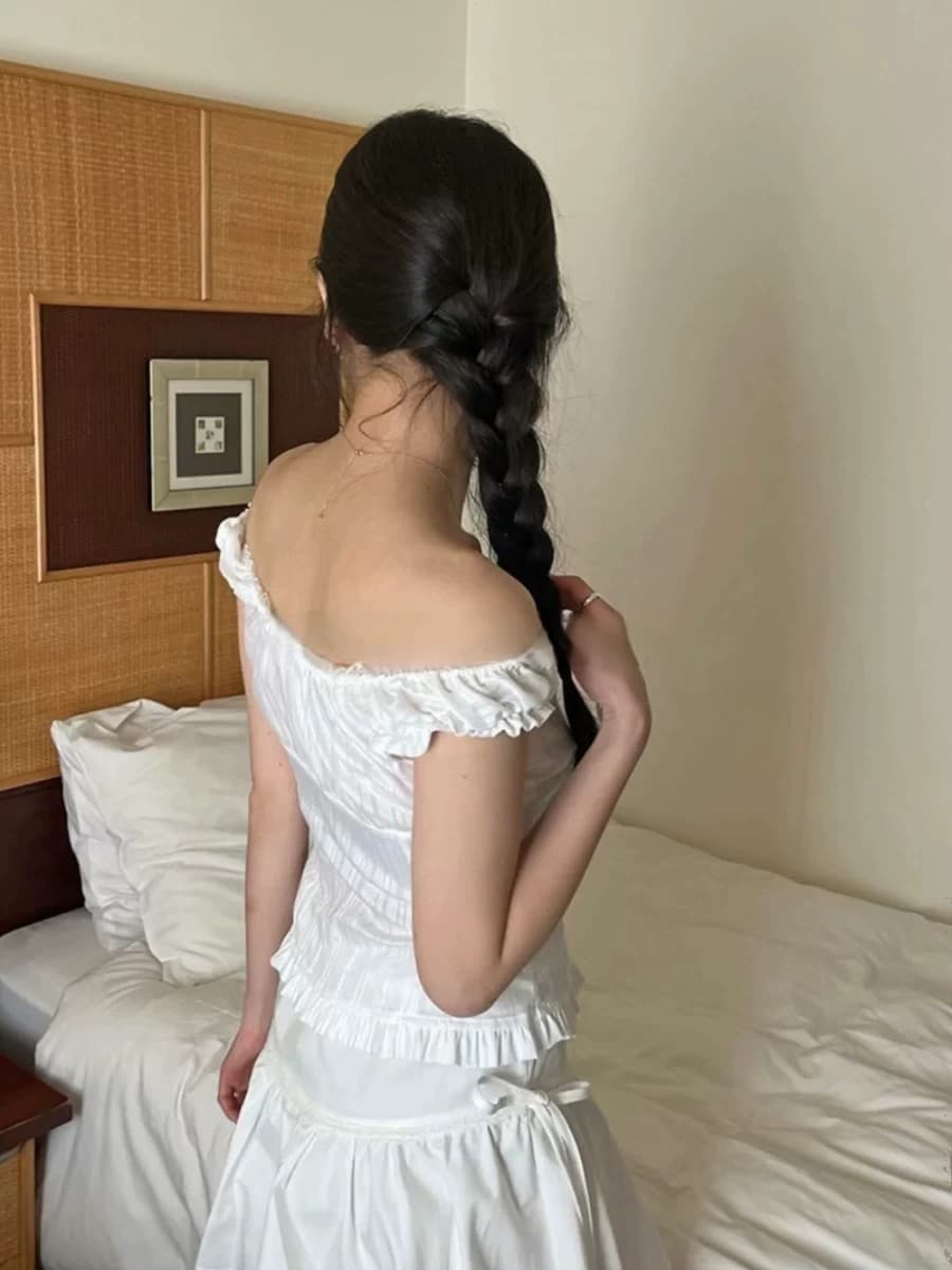 재고 있음 한국 스타일 여름 프랑스식 레이스 조각 세로 줄무늬 허리 수축 슬림해 보이는 민소매 조끼 맨위 상세 이미지 7