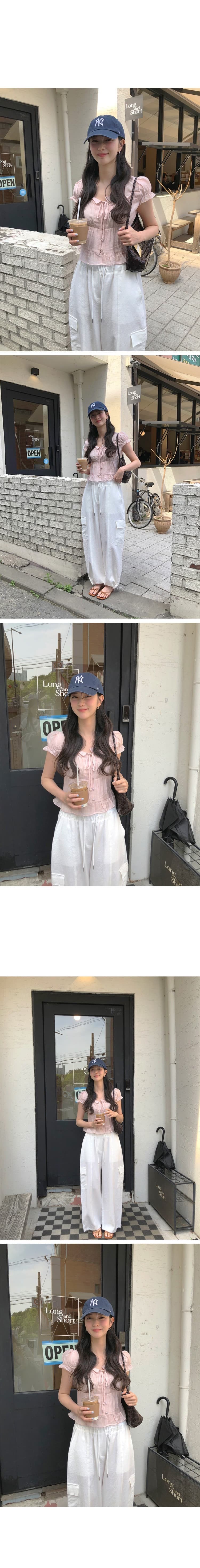 재고 있음 chic 한 부서 여름 프랑스식 달콤함 연령 감소 부드러운 프릴 주름 장식 허리 수축 반팔 쉬폰 셔츠 상세 이미지 17