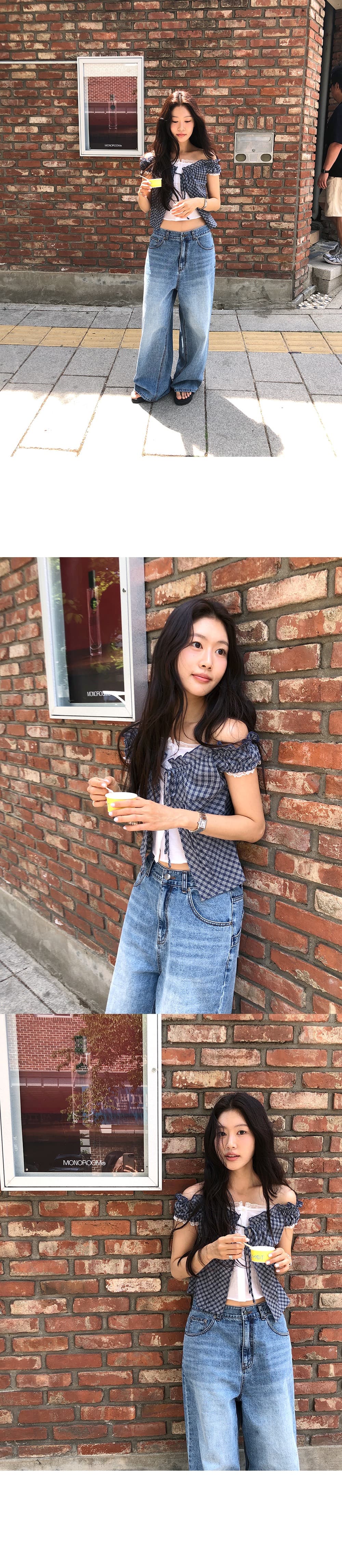 재고 있음 chic 한 부서 단색 행침 목 슬립 코디 펌프 Pleat 체크무늬 셔츠 오픈 가디건 상세 이미지 11