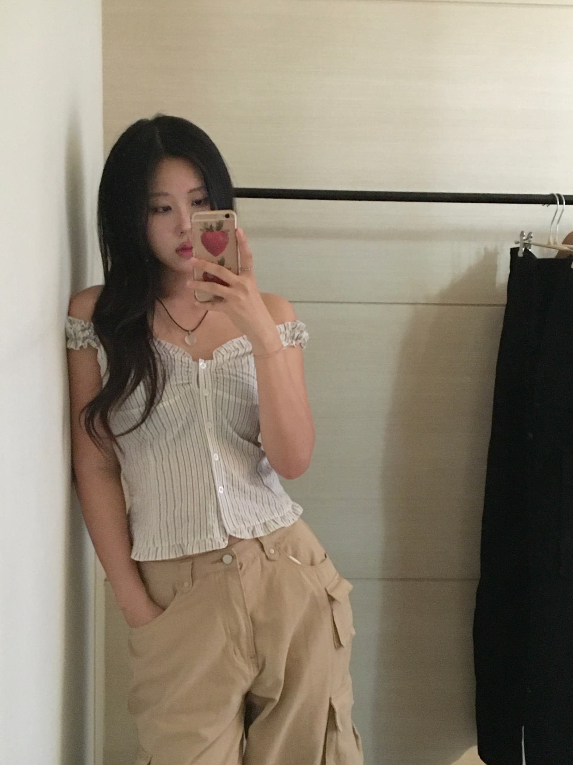 있음 선적 chic 한국 스타일 스트라이프 조끼 상세 이미지 1
