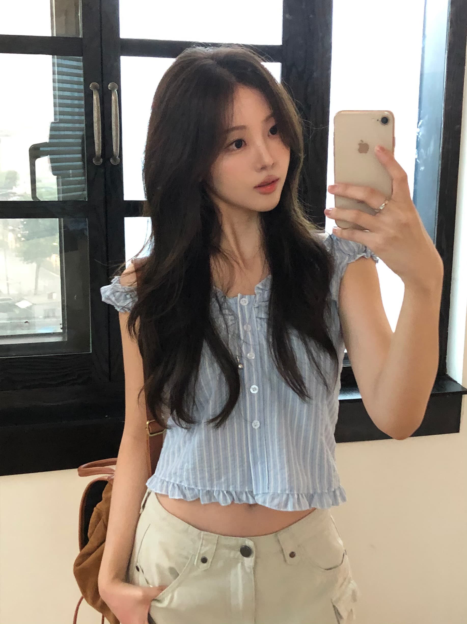 있음 선적 chic 한국 스타일 스트라이프 조끼 상세 이미지 2