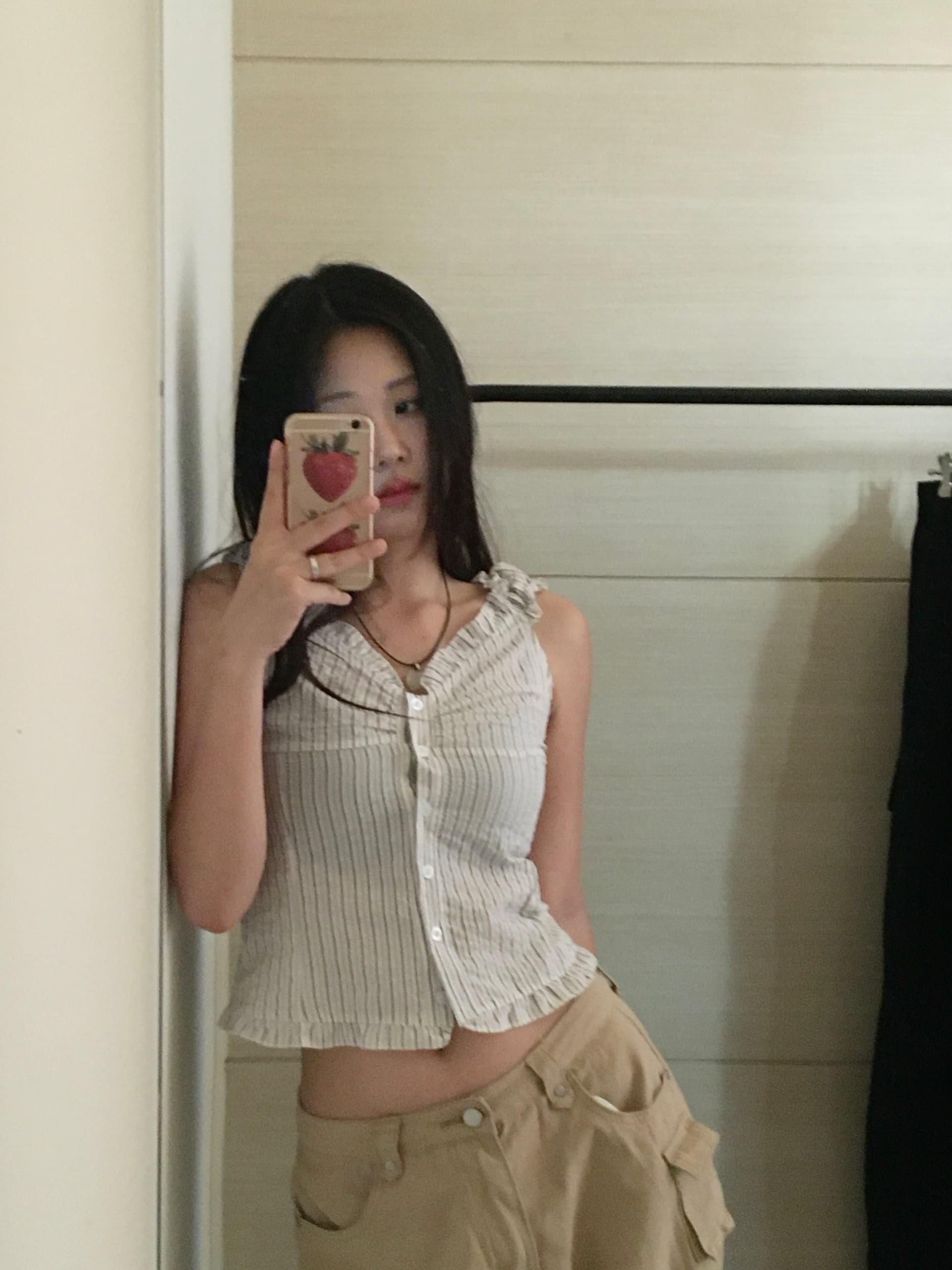 있음 선적 chic 한국 스타일 스트라이프 조끼 상세 이미지 7