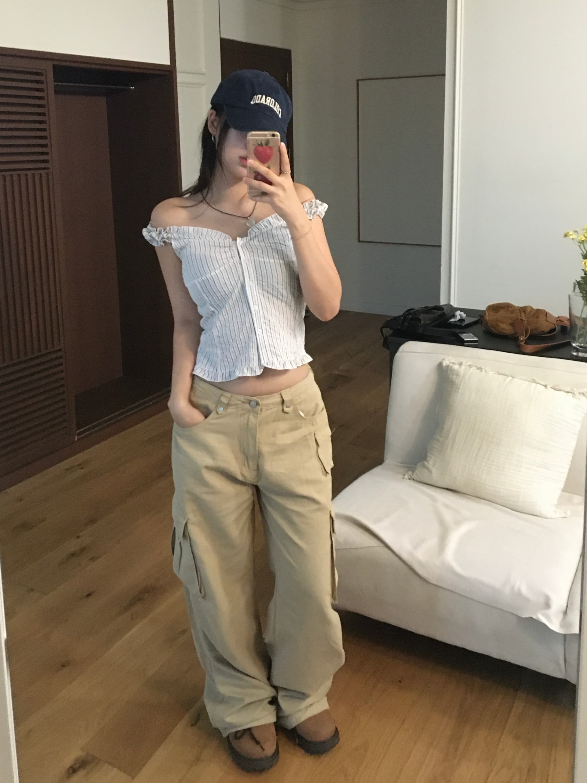 있음 선적 chic 한국 스타일 스트라이프 조끼 상세 이미지 10