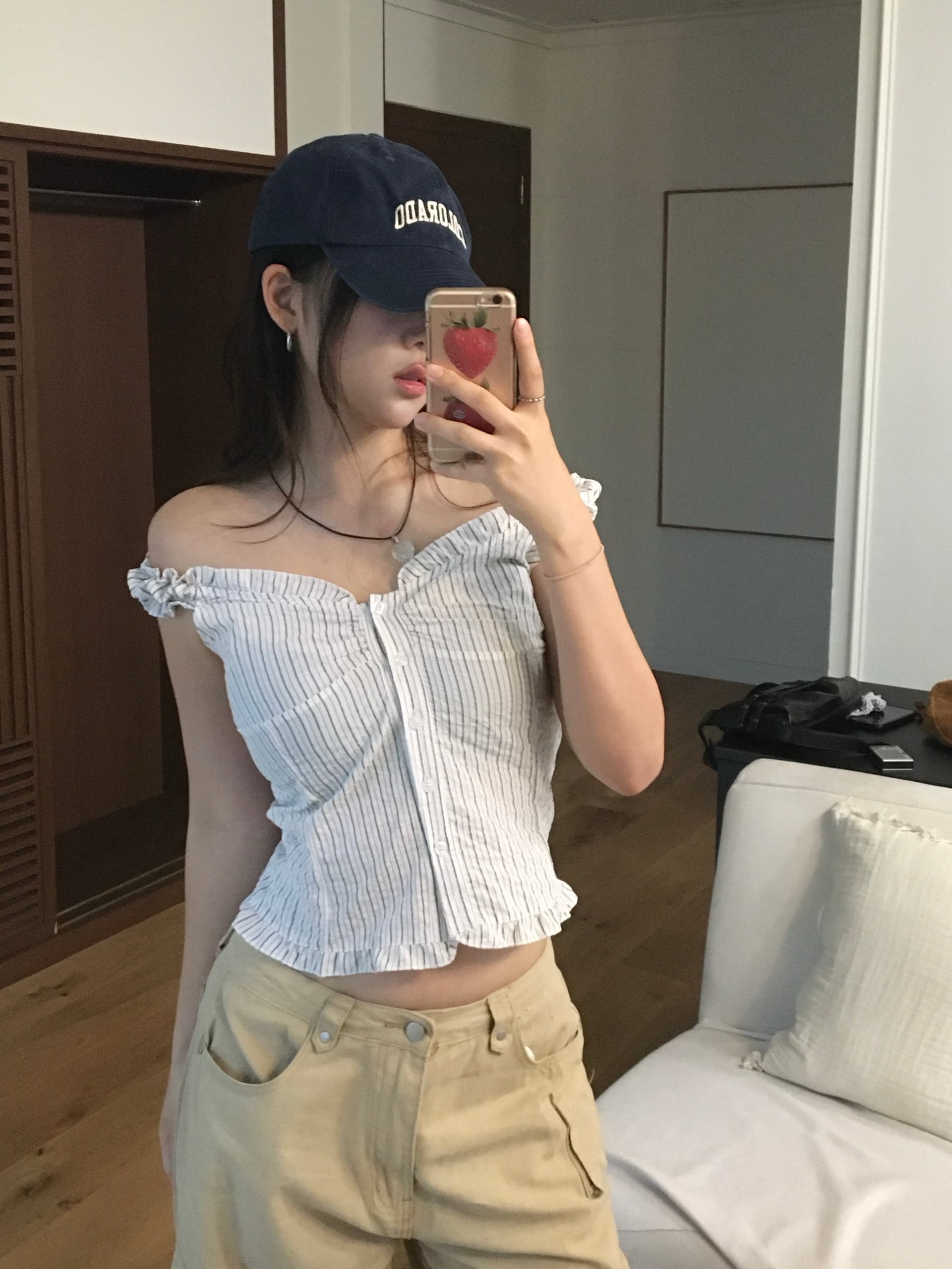 있음 선적 chic 한국 스타일 스트라이프 조끼 상세 이미지 12