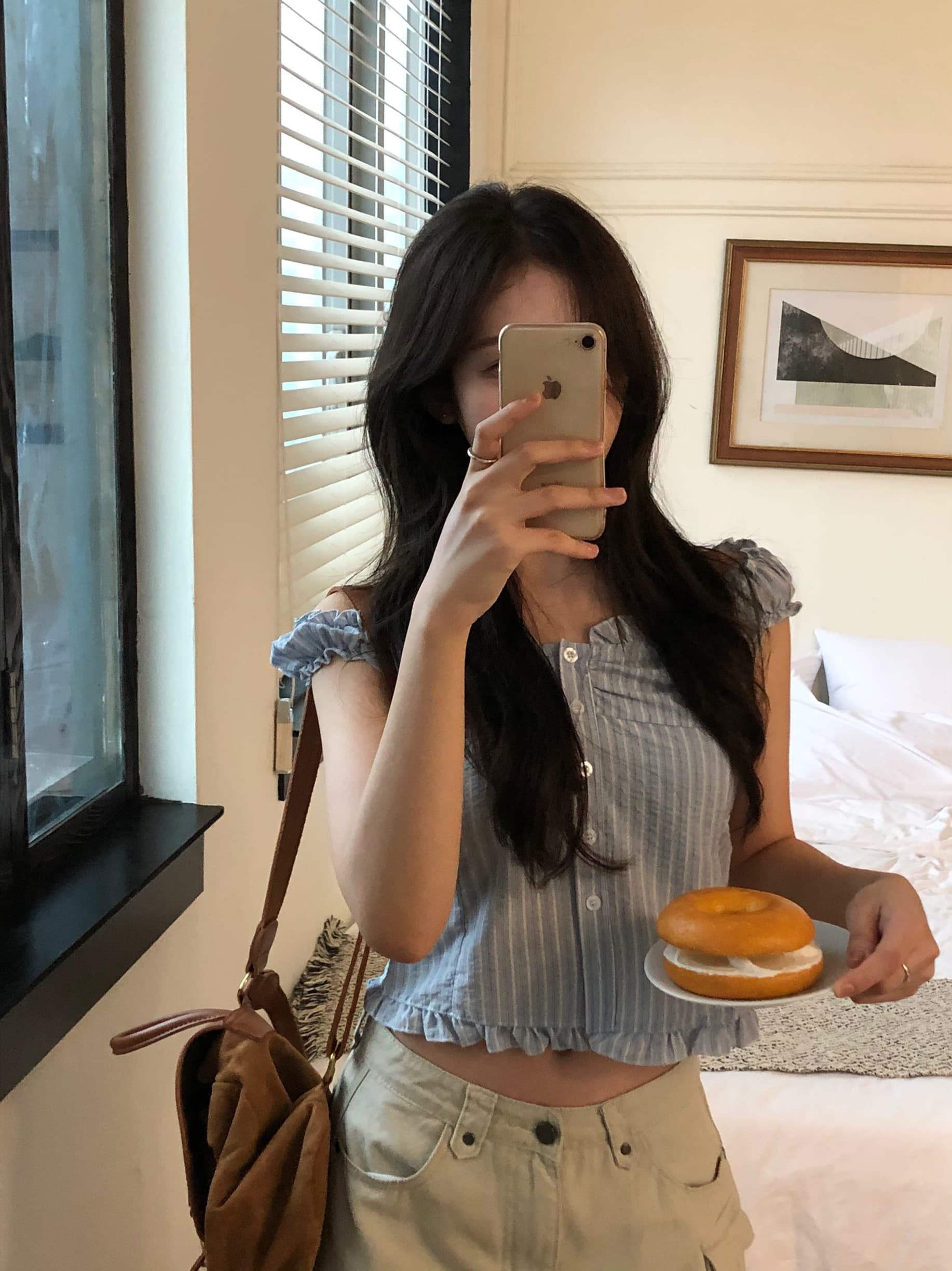 있음 선적 chic 한국 스타일 스트라이프 조끼 상세 이미지 14
