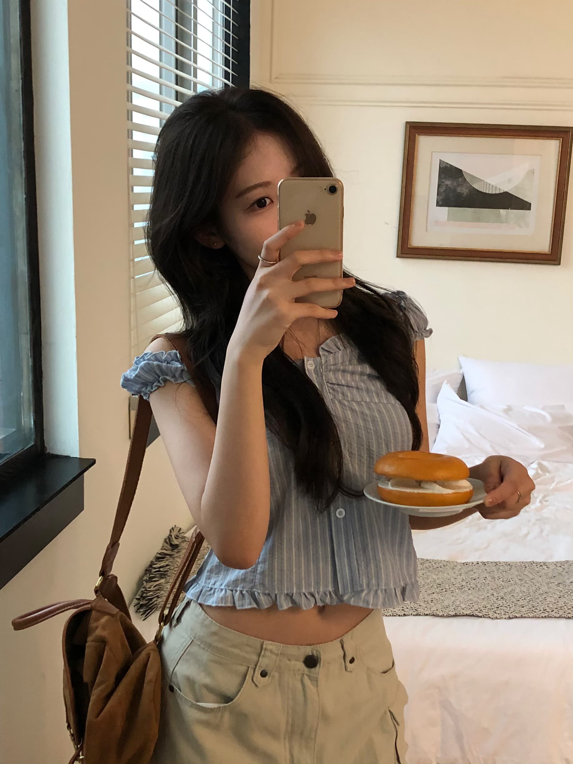 있음 선적 chic 한국 스타일 스트라이프 조끼 상세 이미지 21