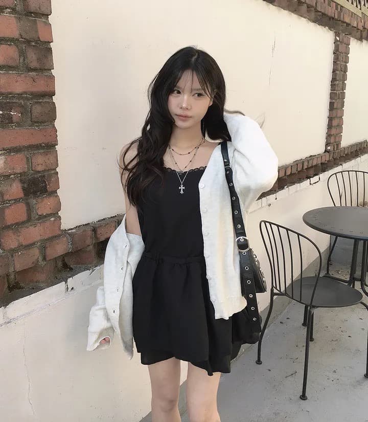 있음 선적 한국 chic 품격 다용도 패치워크 레이스 허리 펌프 로프 슬립 드레스 상세 이미지 20