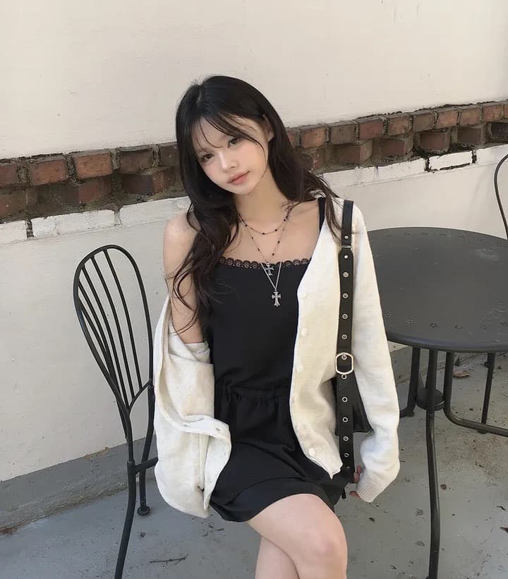 있음 선적 한국 chic 품격 다용도 패치워크 레이스 허리 펌프 로프 슬립 드레스 상세 이미지 21