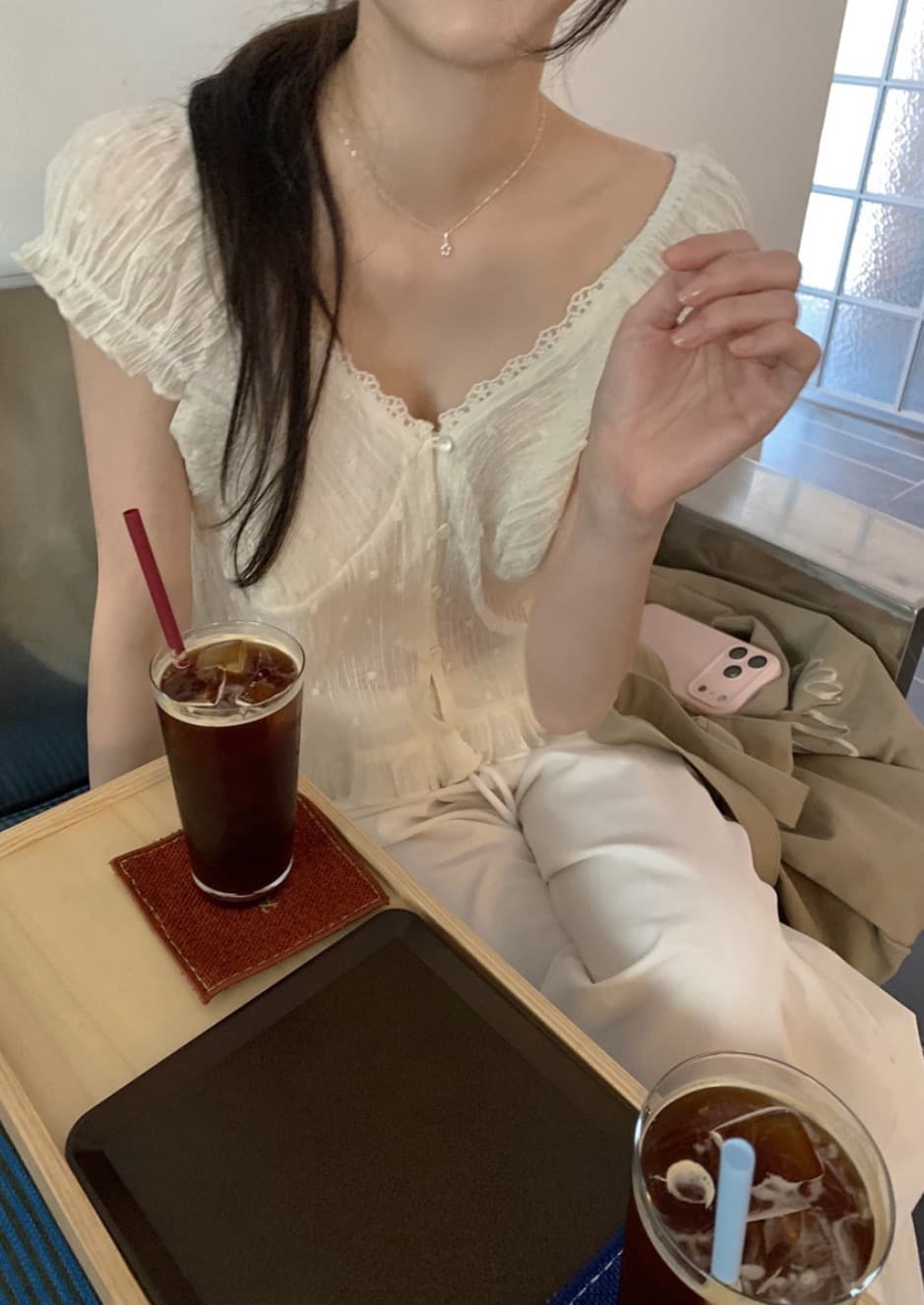 재고 있음 한 부서 여름 신선함 V넥 귀여운 연령 감소 인형 셔츠 일상 다용도 작은 셔츠 상세 이미지 7