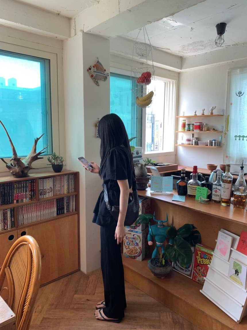 있음 선적 chic 한국 스타일 이중층 프릴 허리 수축 라운드 넥 반팔 셔츠 상세 이미지 18