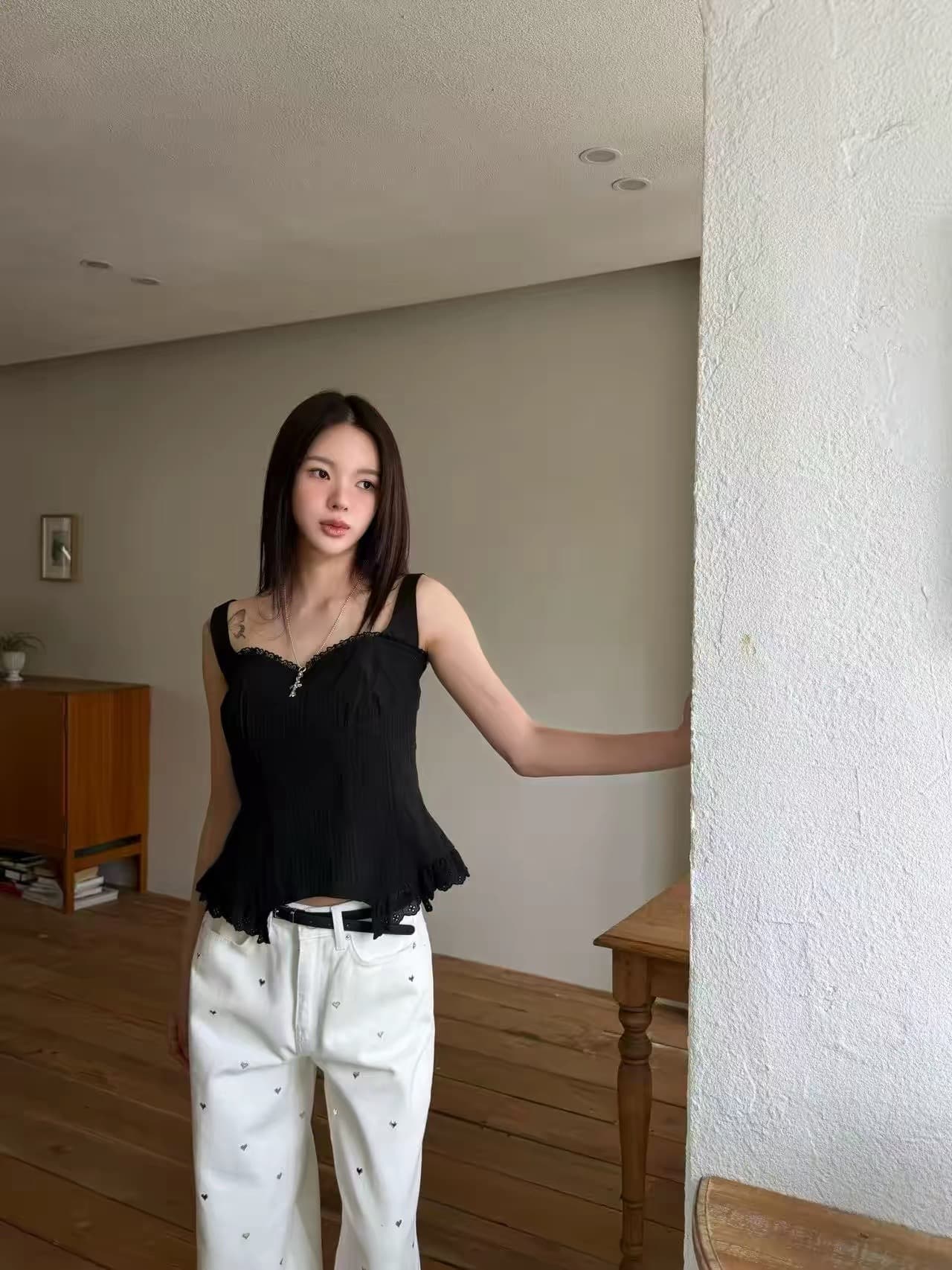 chic 한국 동대문 2026 여름 새로운 다용도 불규칙 레이스 캐미솔 상세 이미지 13