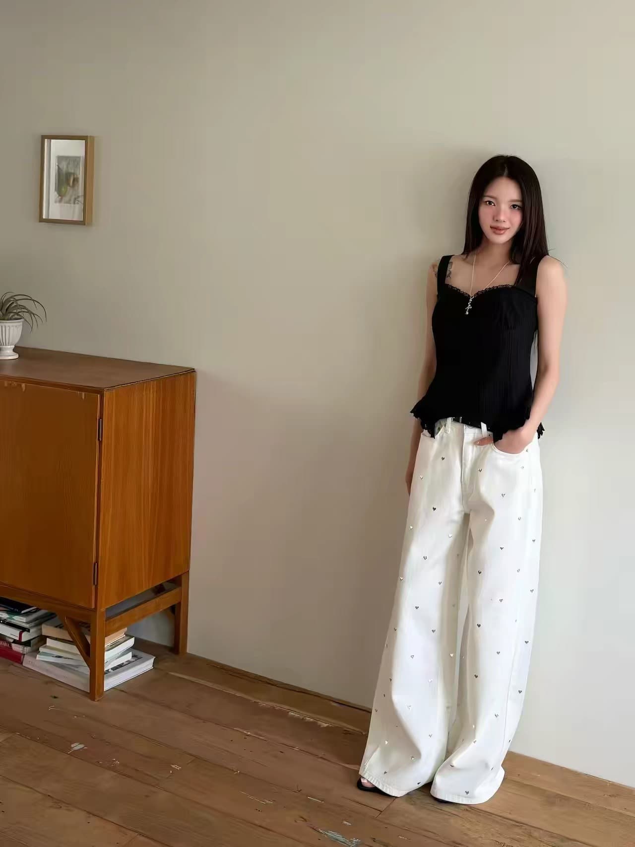 chic 한국 동대문 2026 여름 새로운 다용도 불규칙 레이스 캐미솔 상세 이미지 15