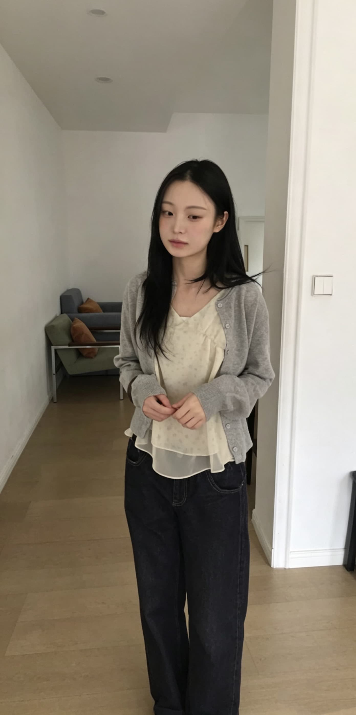 재고 있음 chic 동대문 부드러운 바람 꽃무늬 프릴 작은 날다 소매 쉬폰 셔츠 상세 이미지 21