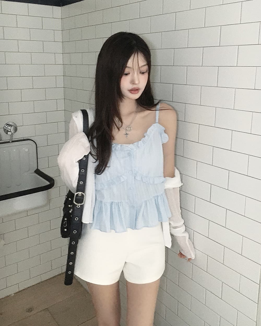 재고 있음 chic 패션 레이스 디자인 다용도 캐미솔 상세 이미지 3