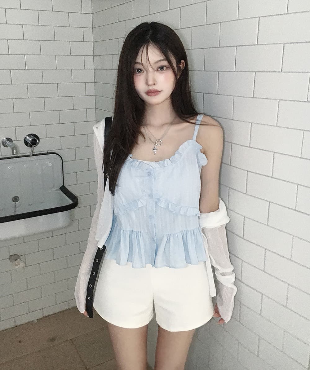 재고 있음 chic 패션 레이스 디자인 다용도 캐미솔 상세 이미지 4