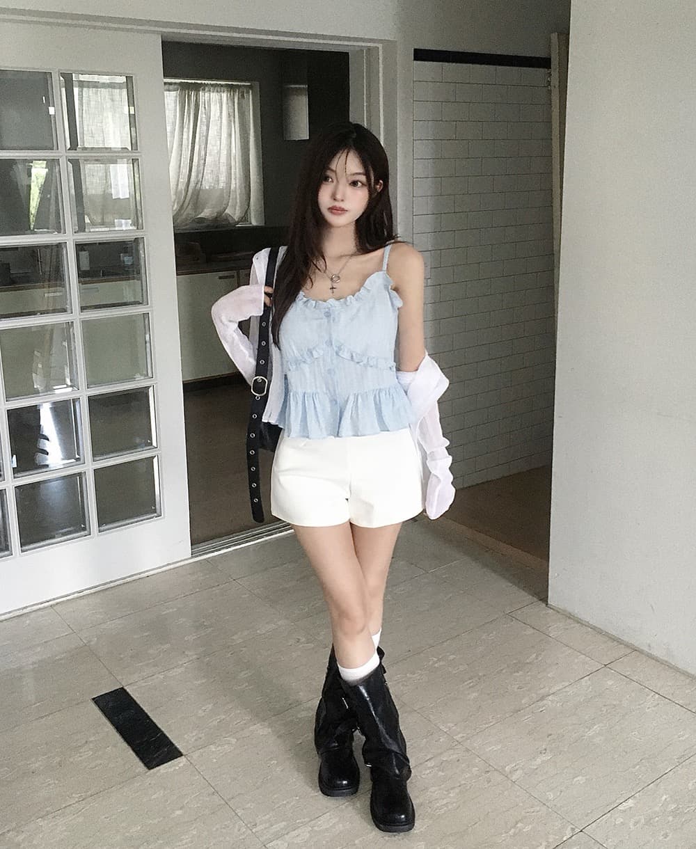 재고 있음 chic 패션 레이스 디자인 다용도 캐미솔 상세 이미지 5