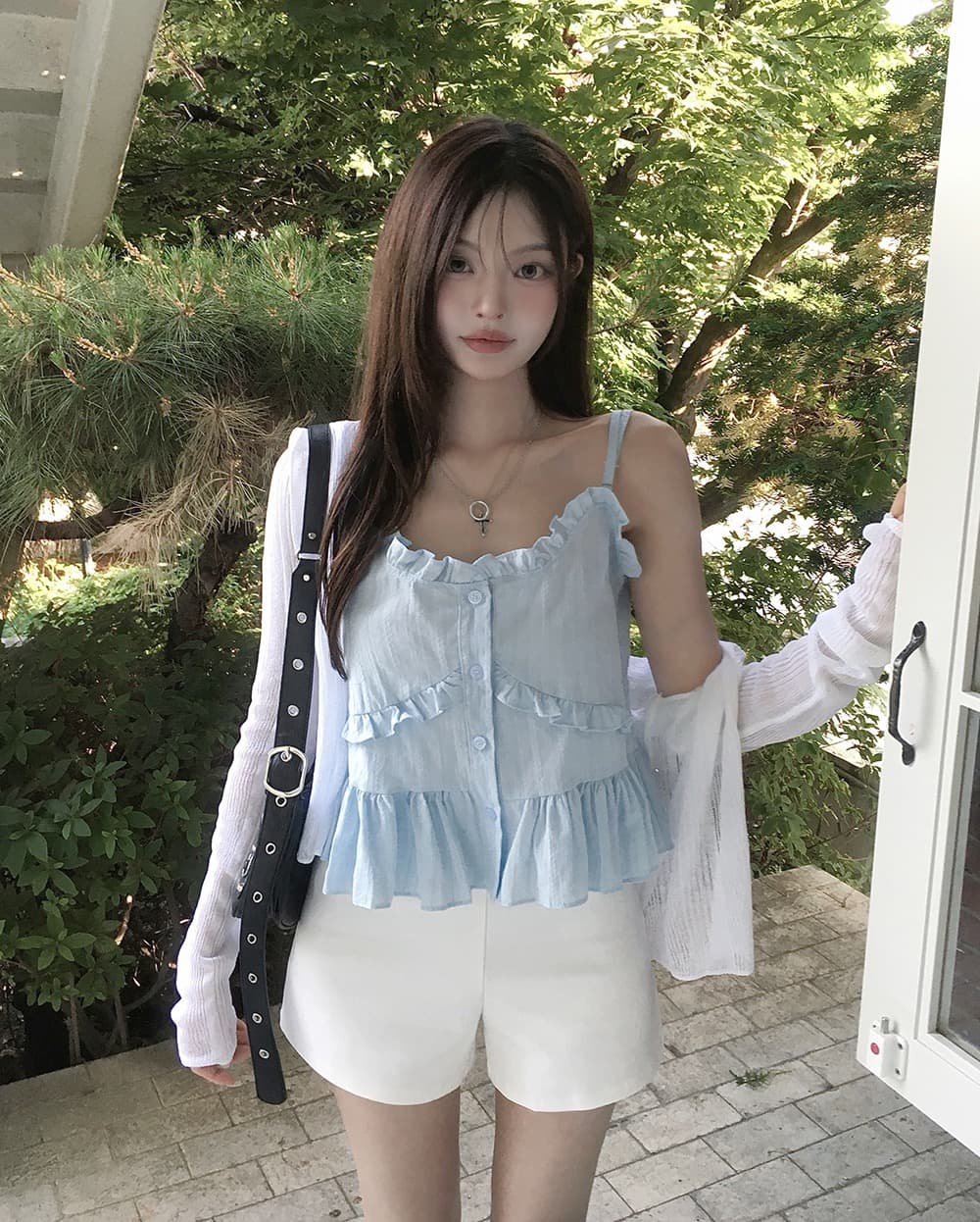 재고 있음 chic 패션 레이스 디자인 다용도 캐미솔 상세 이미지 10