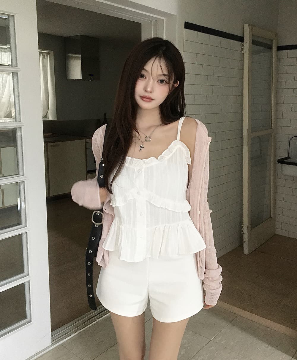 재고 있음 chic 패션 레이스 디자인 다용도 캐미솔 상세 이미지 12