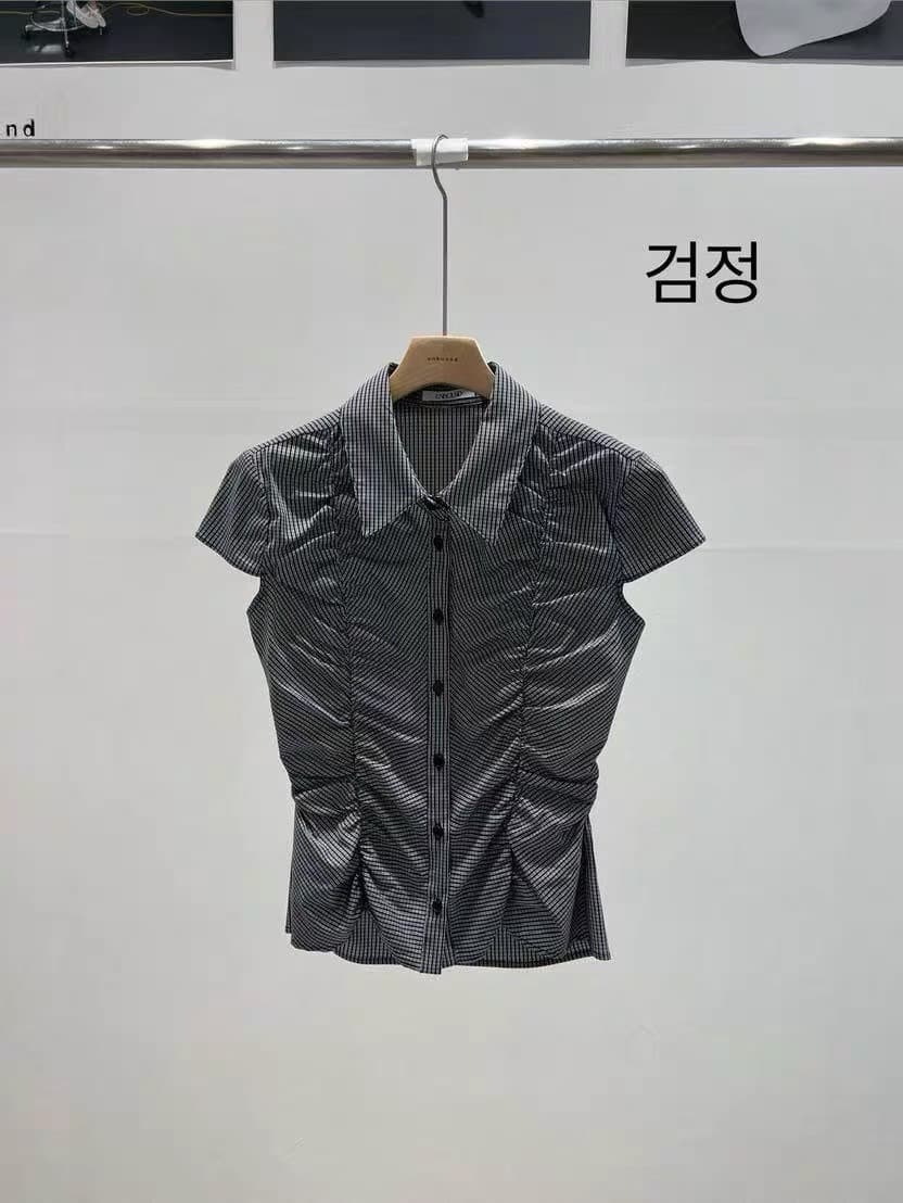 재고 있음 레트로 체크무늬 순수한 욕망 다용도 주름 외국 가스 셔츠 상세 이미지 13
