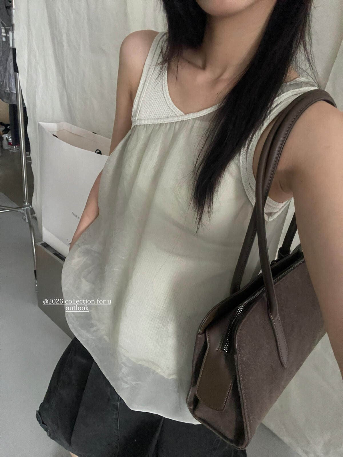 재고 있음 작은 대중 페이크 레이어드 원사 슬립 작은 셔츠 이미지 2