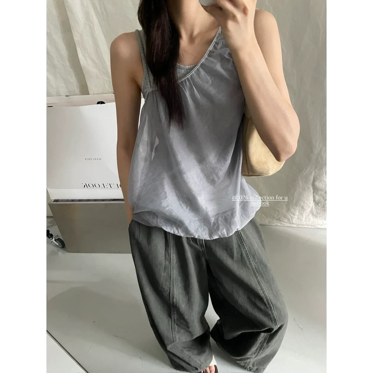 재고 있음 작은 대중 페이크 레이어드 원사 슬립 작은 셔츠 상세 이미지 12