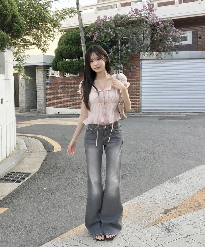 재고 있음 chic 한 부서 여름 프랑스식 달콤함 연령 감소 부드러운 프릴 주름 장식 허리 수축 반팔 쉬폰 셔츠 상세 이미지 18