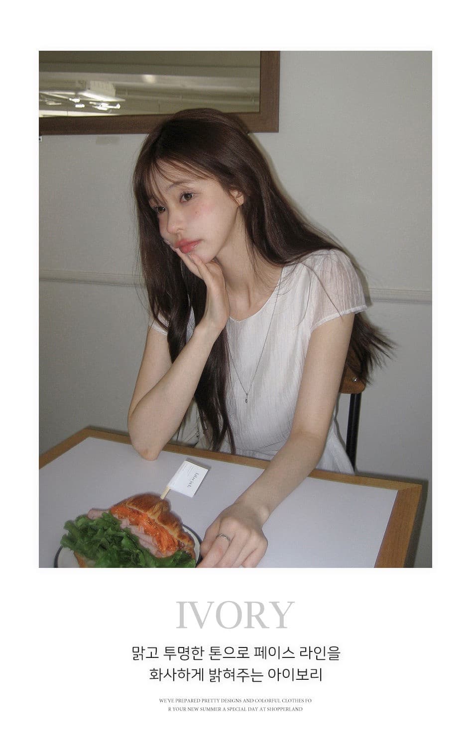 재고 있음 chic 동대문 새로운 미니멀리즘 불규칙 허리 수축 슬림해 보이는 라운드 넥 쉬폰 블라우스 상세 이미지 8