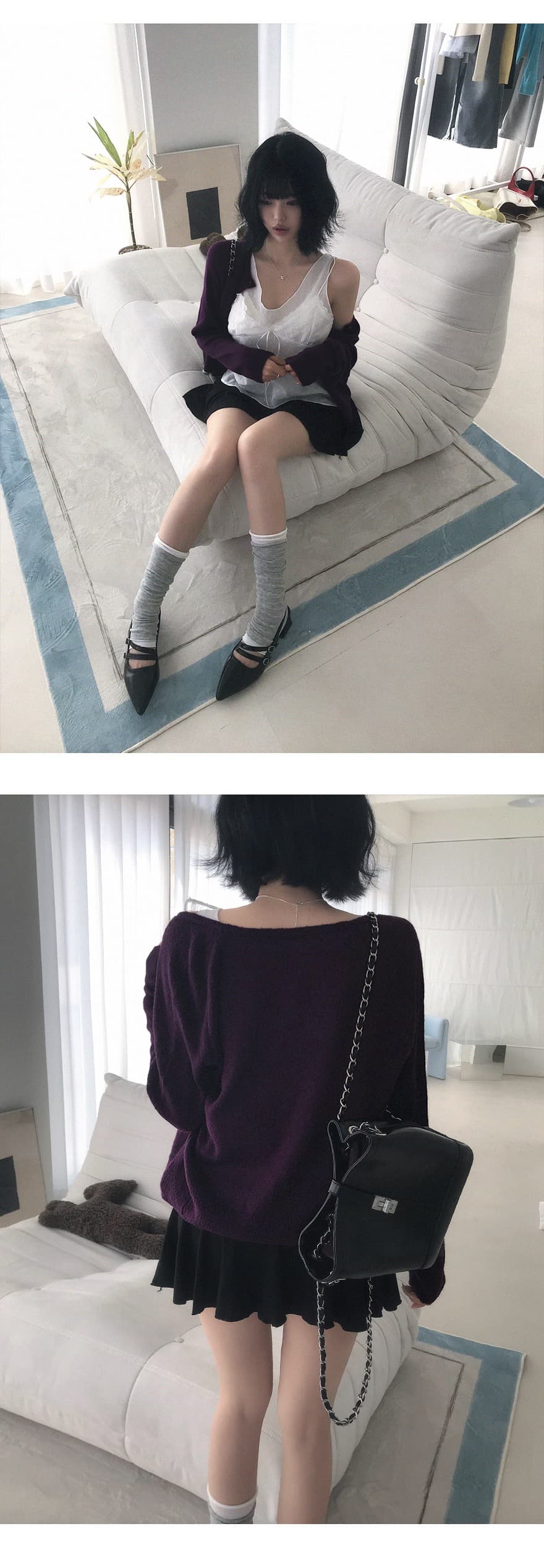 재고 있음 chic 섹시함 인사이드 설정 개체 주름 질감 캐미솔 상세 이미지 10