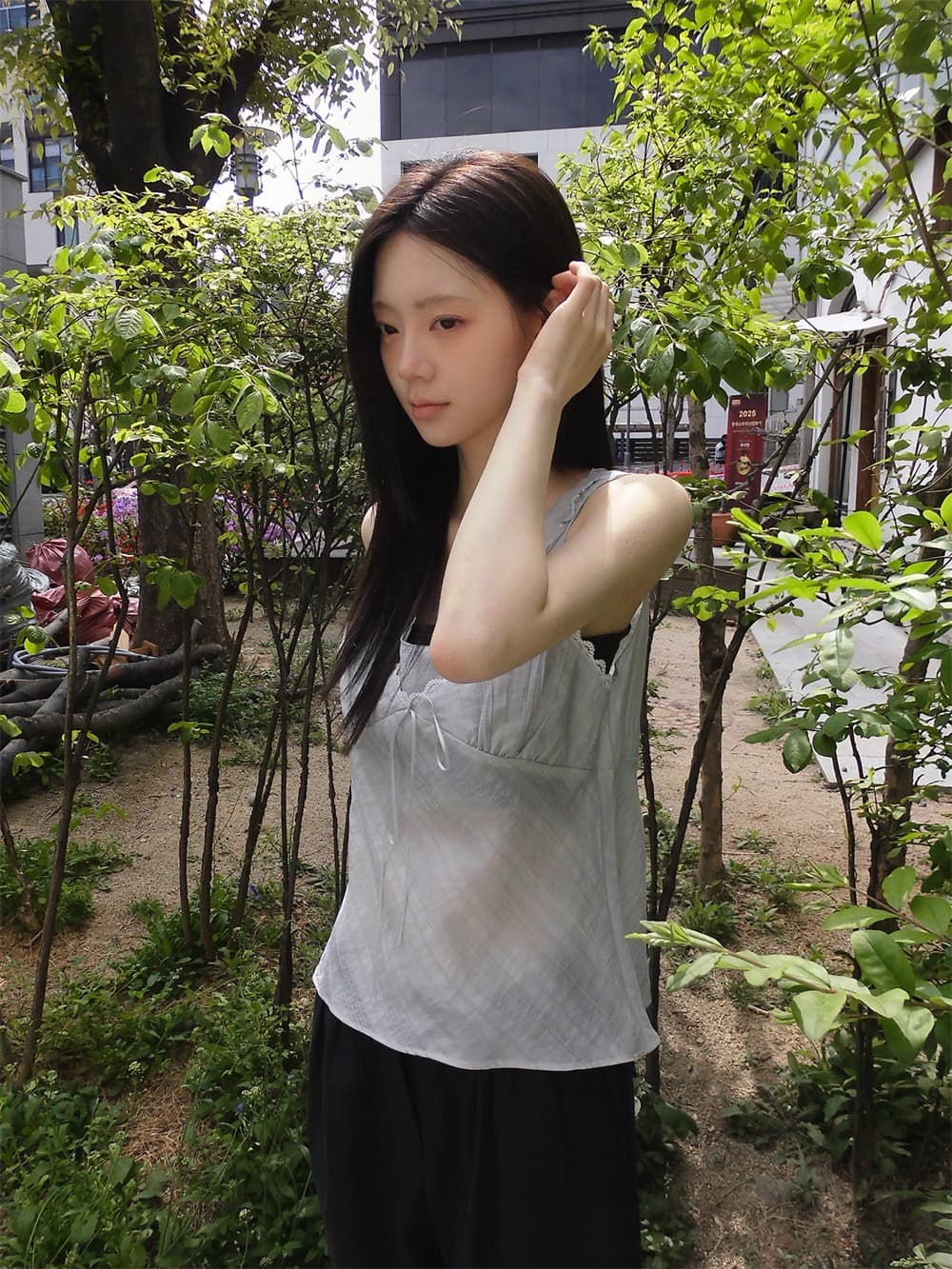 재고 있음 한 부서 순수한 욕망 바람 레이스 레이스 캐미솔 프랑스식 품격 작은 대중 빛 ~을 통해 레이스업 페이크 레이어드 상세 이미지 1