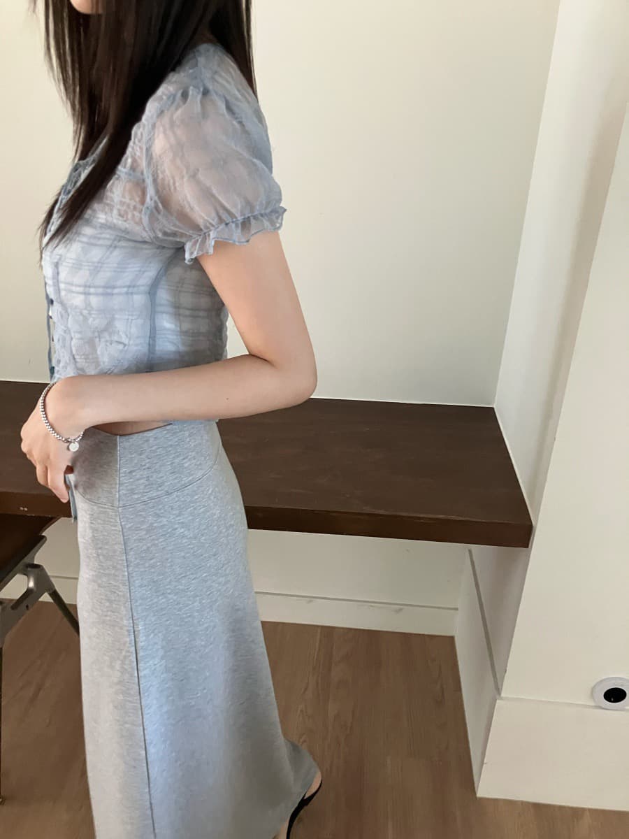 재고 있음 한국 ins 여름 리본 쉬폰 체크무늬 싱글 줄 버튼 셔츠 상세 이미지 7