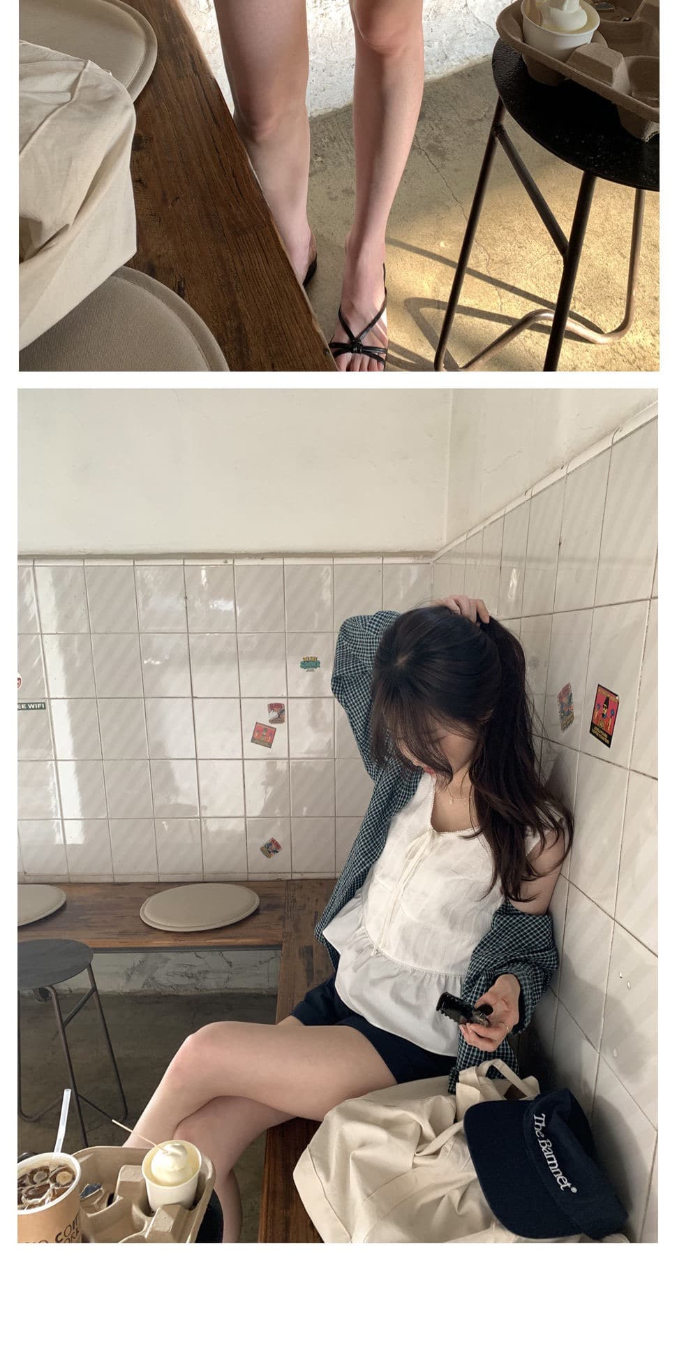 재고 있음 chic. 여름 보 주님 섹션 미니멀리즘 일상 캐주얼 루즈핏 다용도 체크무늬 긴팔 셔츠 상세 이미지 15