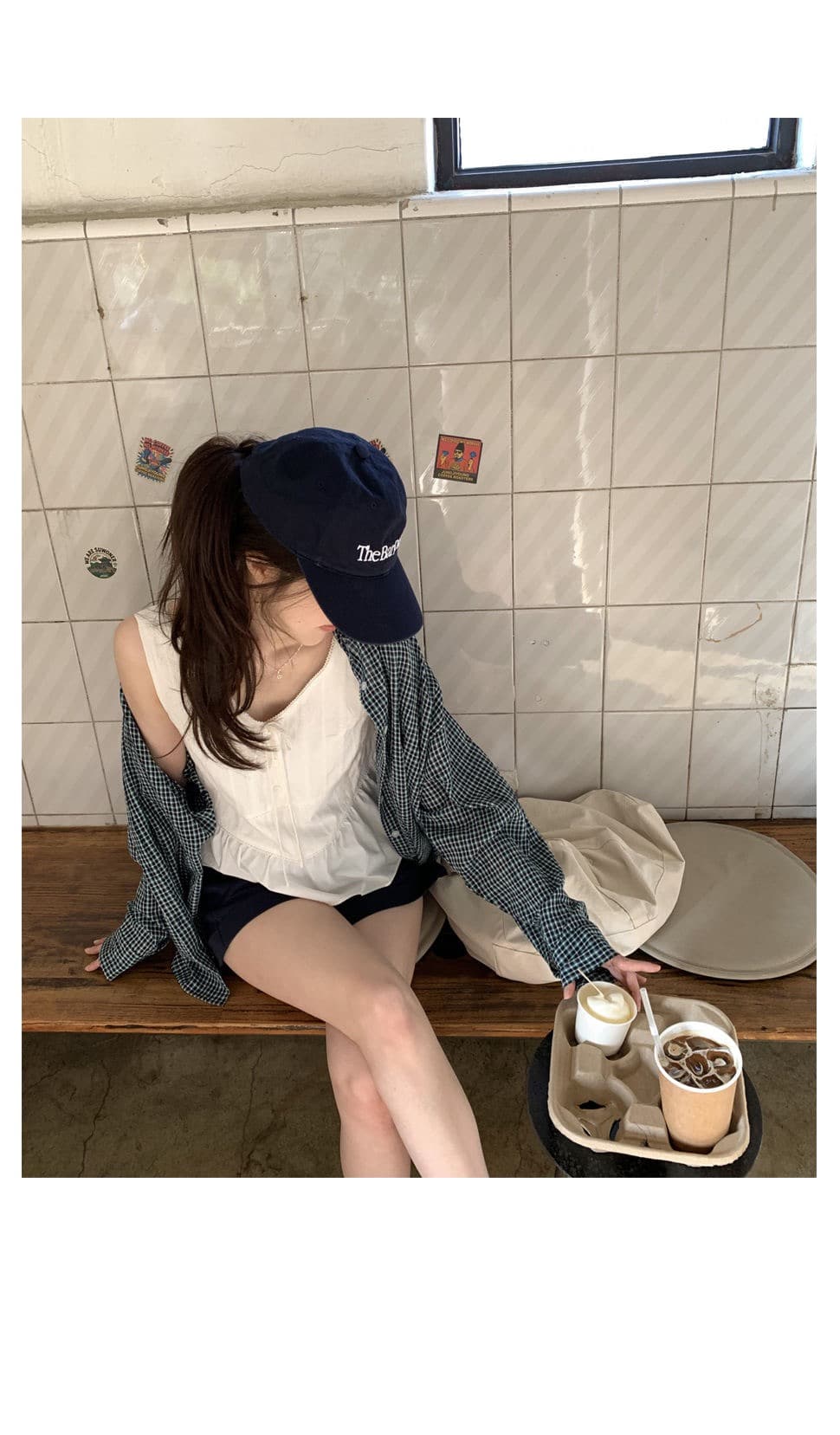재고 있음 chic. 여름 보 주님 섹션 미니멀리즘 일상 캐주얼 루즈핏 다용도 체크무늬 긴팔 셔츠 상세 이미지 19