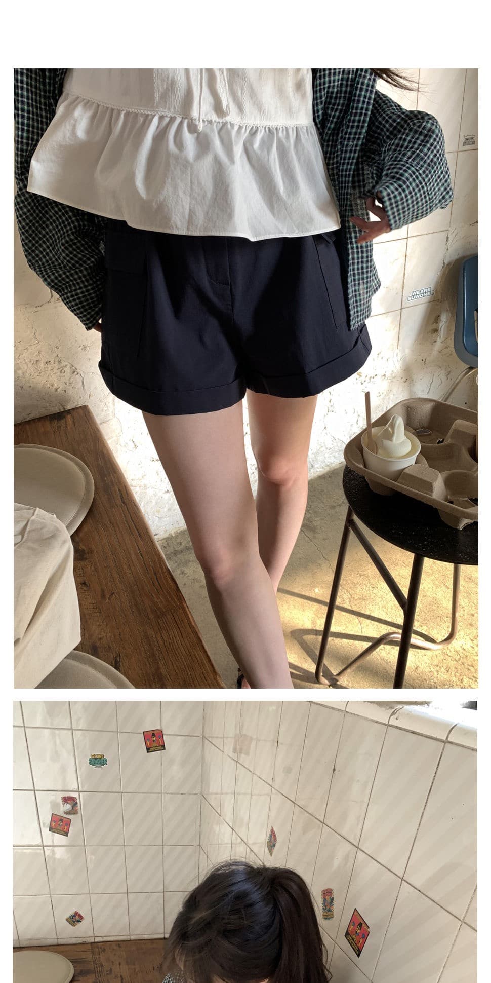 재고 있음 chic. 여름 보 주님 섹션 미니멀리즘 일상 캐주얼 루즈핏 다용도 체크무늬 긴팔 셔츠 상세 이미지 21