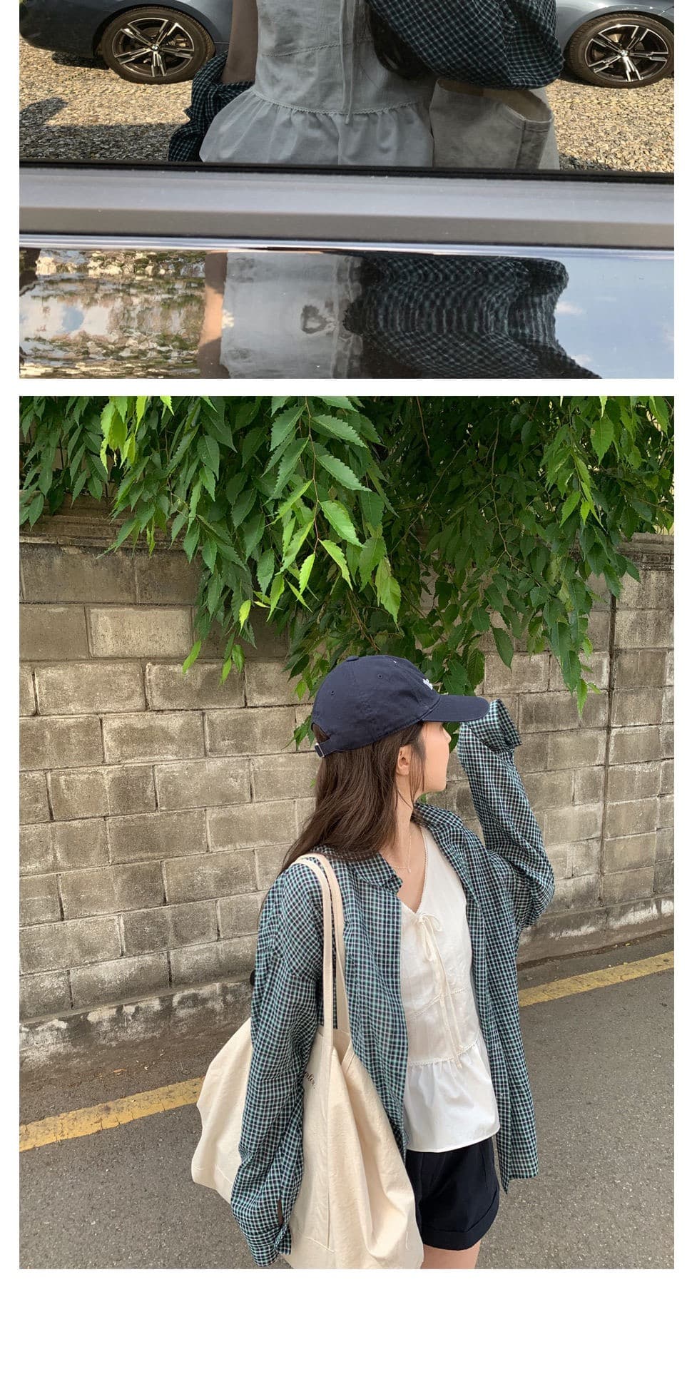 재고 있음 chic. 여름 보 주님 섹션 미니멀리즘 일상 캐주얼 루즈핏 다용도 체크무늬 긴팔 셔츠 상세 이미지 22