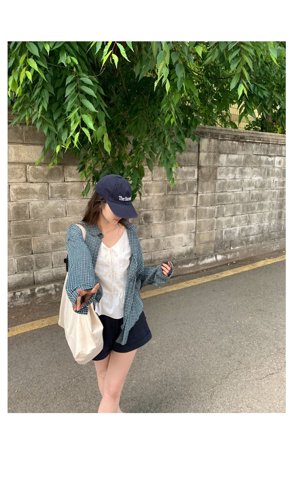 재고 있음 chic. 여름 보 주님 섹션 미니멀리즘 일상 캐주얼 루즈핏 다용도 체크무늬 긴팔 셔츠 상세 이미지 26