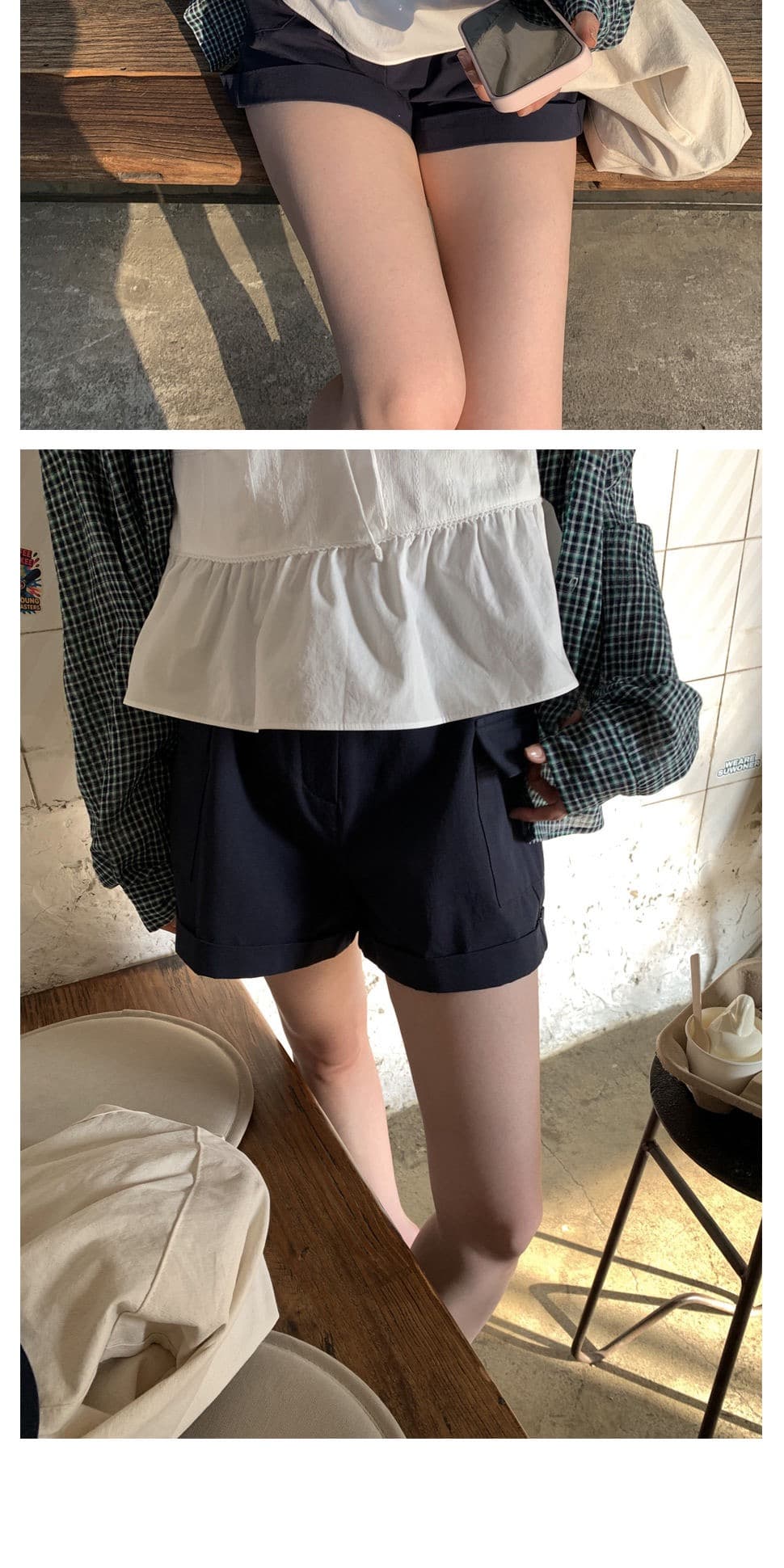 재고 있음 chic. 여름 보 주님 섹션 미니멀리즘 일상 캐주얼 루즈핏 다용도 체크무늬 긴팔 셔츠 상세 이미지 27