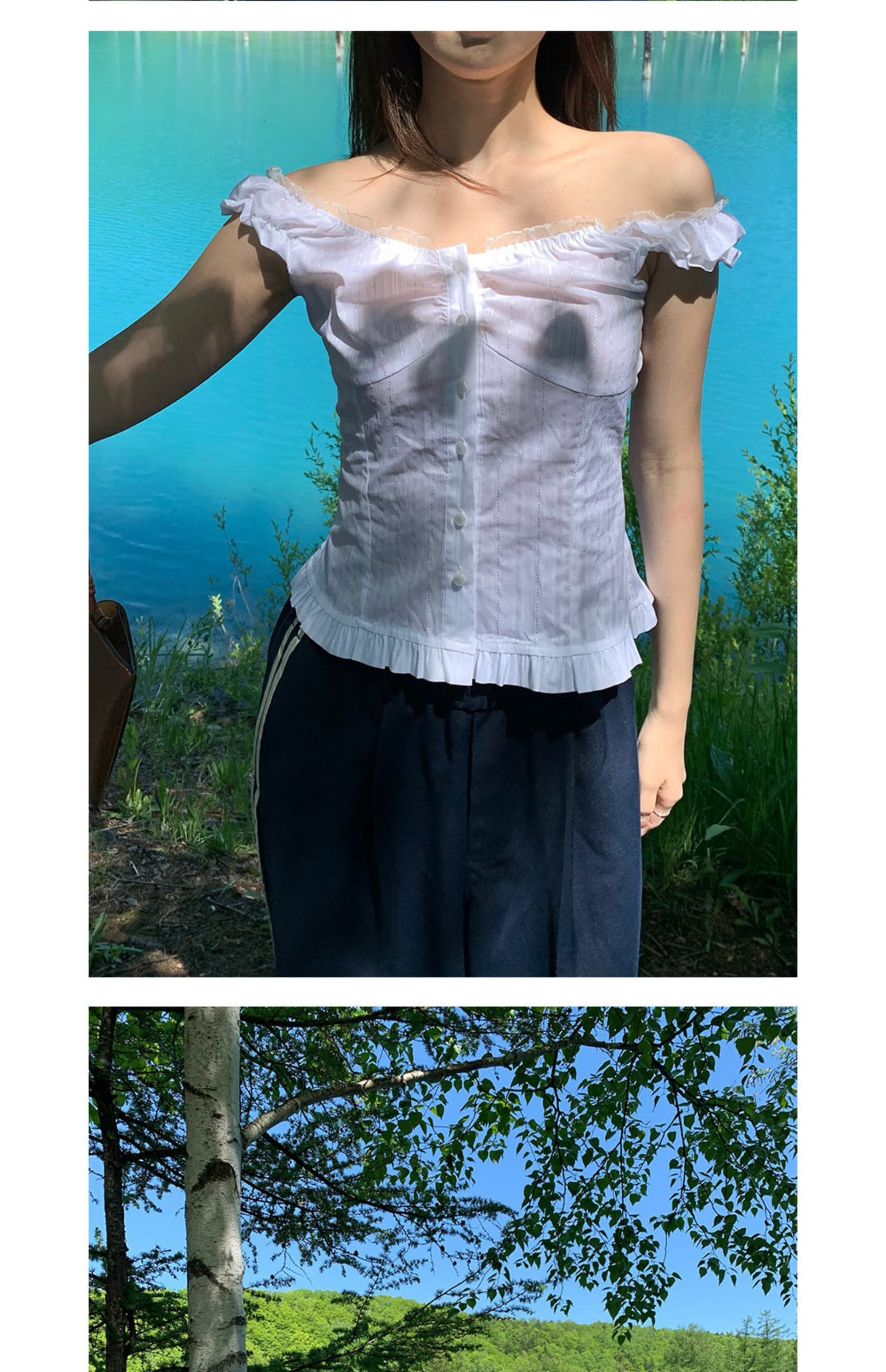 재고 있음 레이스 레트로 여름 무거운 작업 순수한 욕망 슬림해 보이는 다용도 민소매 조끼 셔츠 상세 이미지 2