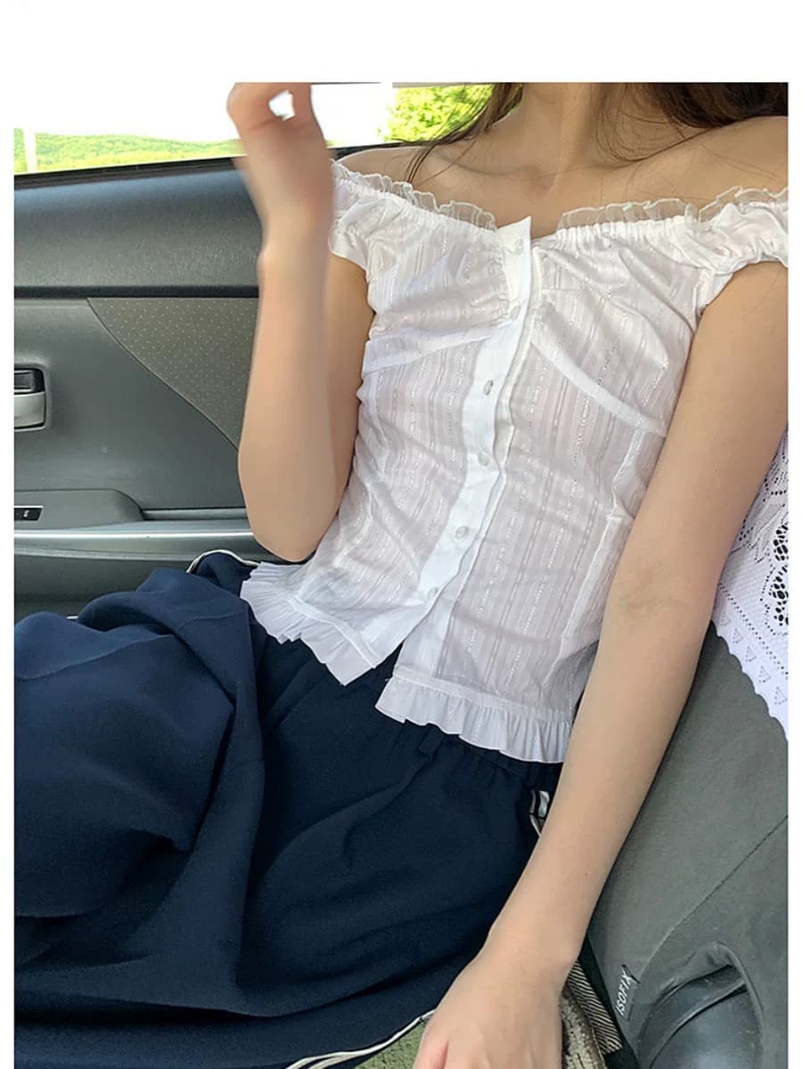 재고 있음 레이스 레트로 여름 무거운 작업 순수한 욕망 슬림해 보이는 다용도 민소매 조끼 셔츠 상세 이미지 10