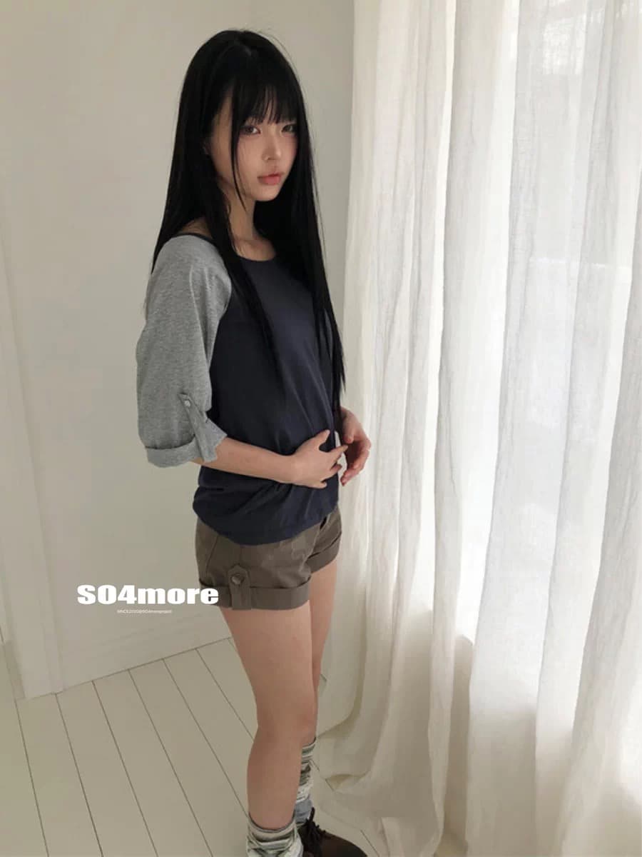 재고 있음 한국 ins 여름 루즈핏 디자인 센스 배색 티셔츠 여성 상세 이미지 4
