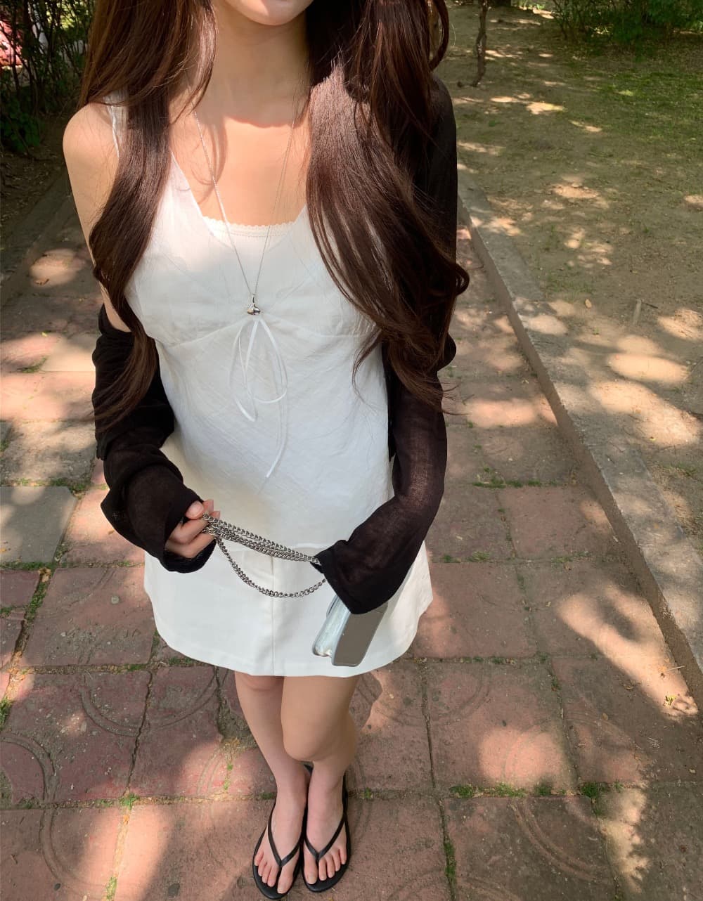재고 있음 chic 섹시함 인사이드 설정 개체 주름 질감 캐미솔 상세 이미지 3