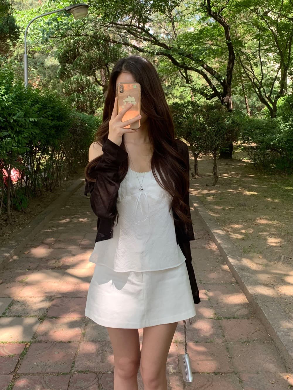 재고 있음 chic 섹시함 인사이드 설정 개체 주름 질감 캐미솔 상세 이미지 5